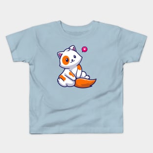 Cute Cat Sitting Cartoon Kids T-Shirt